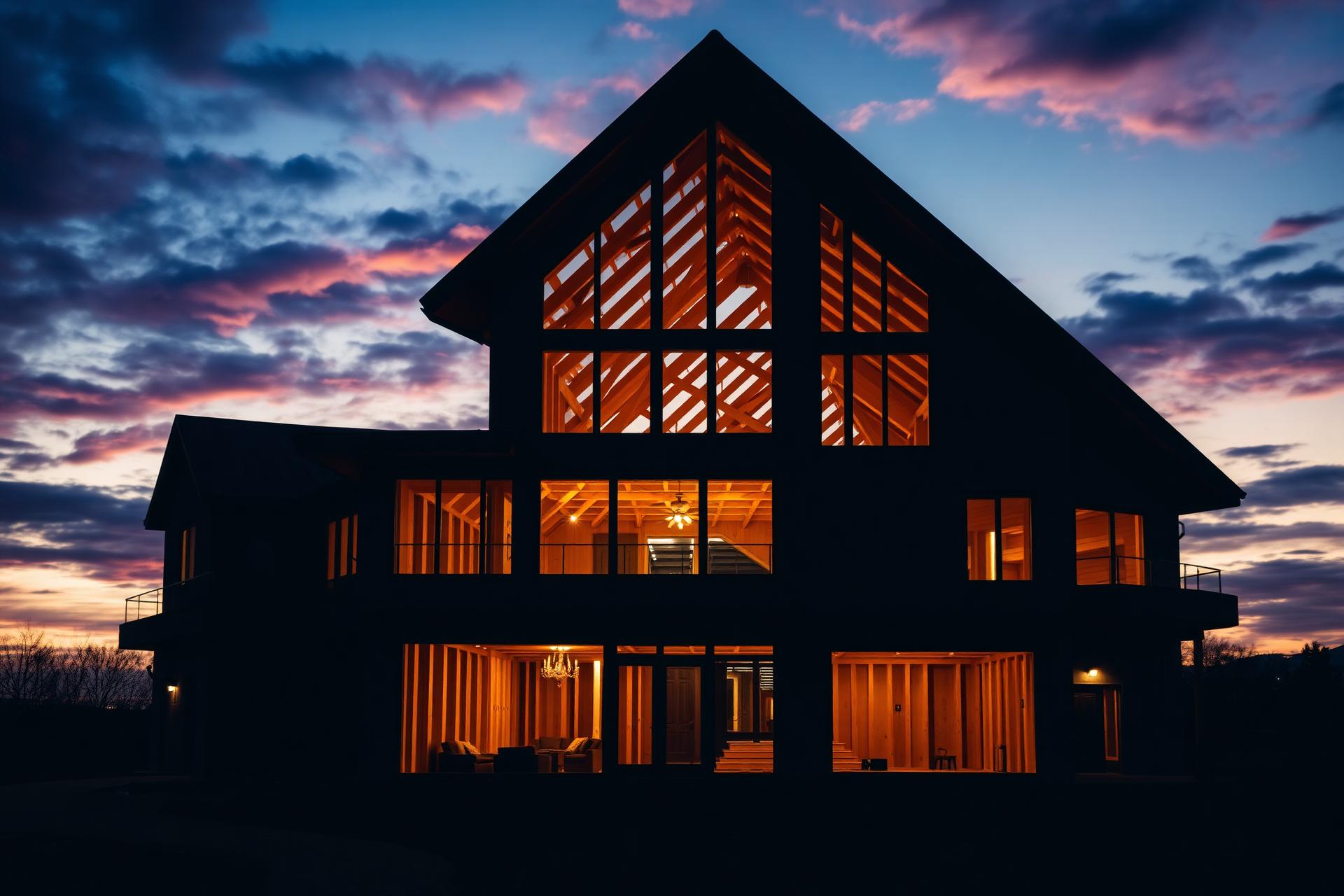 Custom home build at twilight